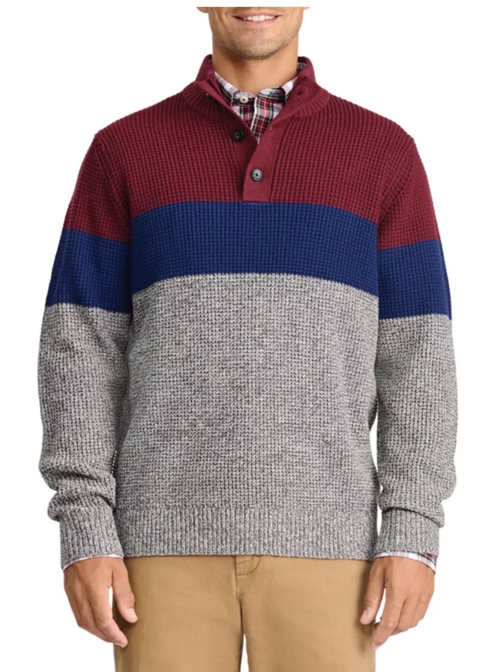 IZOD Pullover Colorblock Men’s Sweater, Longsleeve, Crewneck button-up, NWT